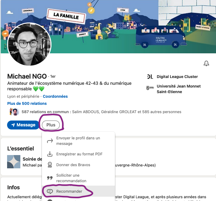 recommandation de profil sur linkedin