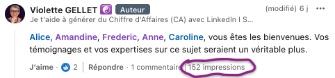 impression des commentaires de post linkedin